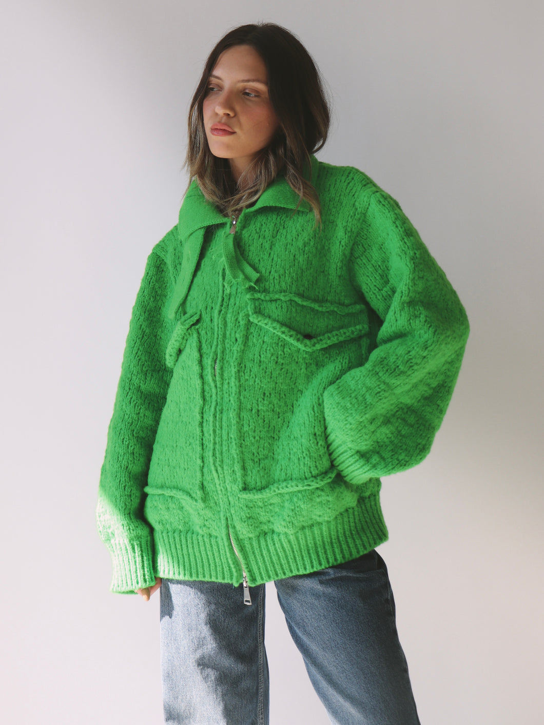 PRE-ORDER Oversized Knit Jacket Green